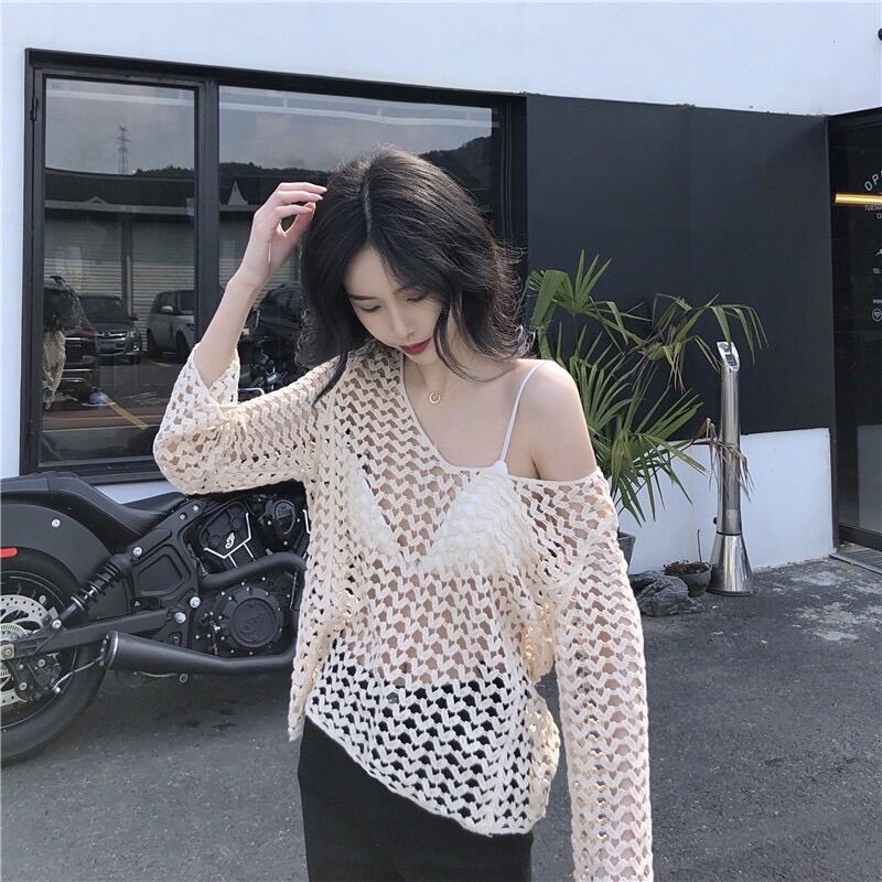 Áo ren lưới đi biển sexy