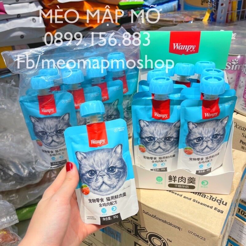 COMBO 8 gói pate nắp vặn wanpy 90g cho mèo