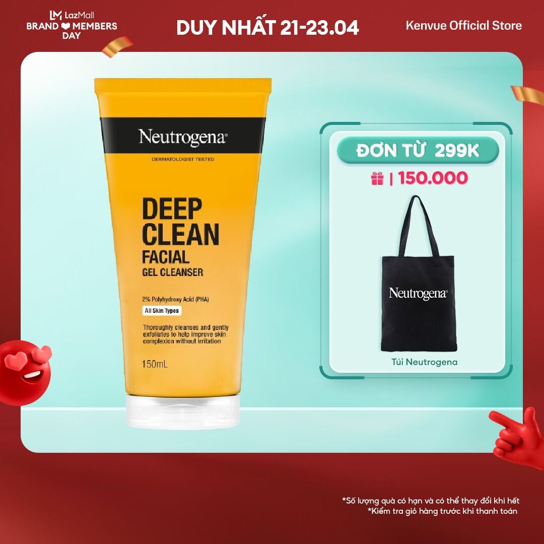 Sữa rửa mặt làm sạch sâu cho DA DẦU NHẠY CẢM Neutrogena Deep Clean Facial Gel 150ml