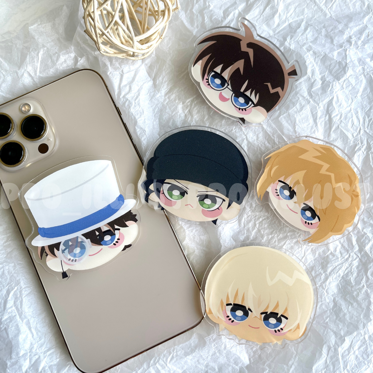 Ppo |Giá đỡ điện thoại Griptok Popsocket Anime Conan - Thám Tử Lừng Danh Conan 5cm