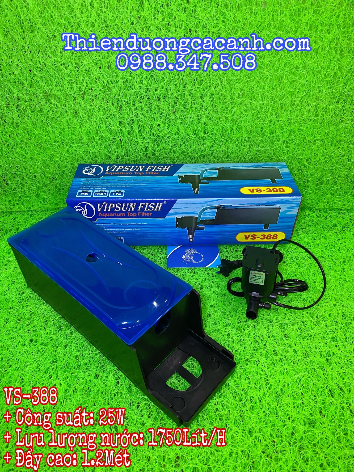 Bộ máng lọc và máy bơm lọc nước hồ cá vipsun vs-388