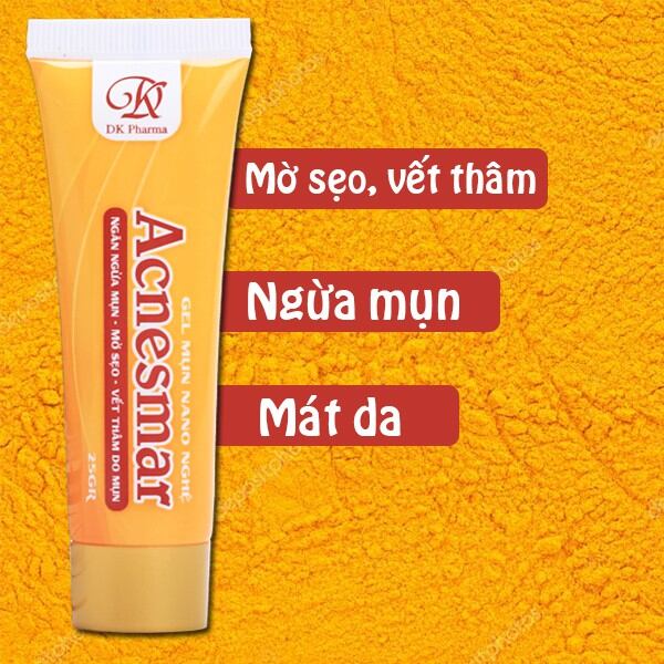 Acnesmar gel mụn nano nghệ ngừa mụn, mờ sẹo, mờ vết thâm 25g