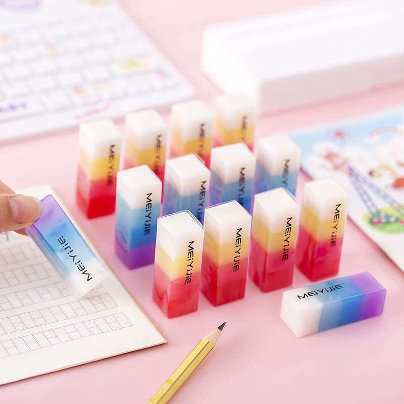 Combo 3 cục gôm tẩy bút chì 7 sắc cầu vồng