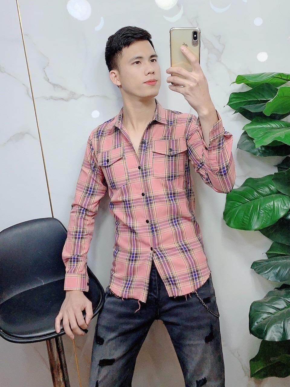 Sơ Mi Kẻ Rách Gấu Full Màu Hot