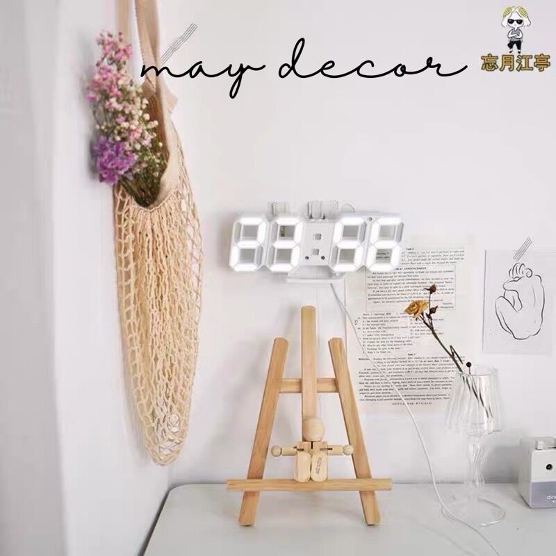 Đồng hồ led 3D dạ quang -may.decor-