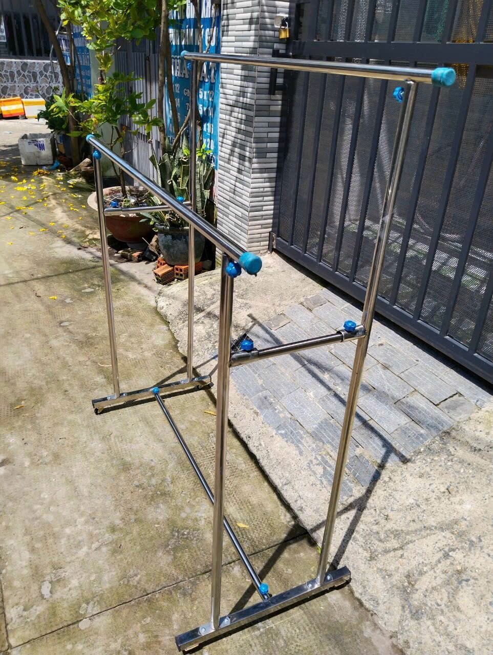 Sào đôi inonx có bánh xe lắp ráp ống phi 22