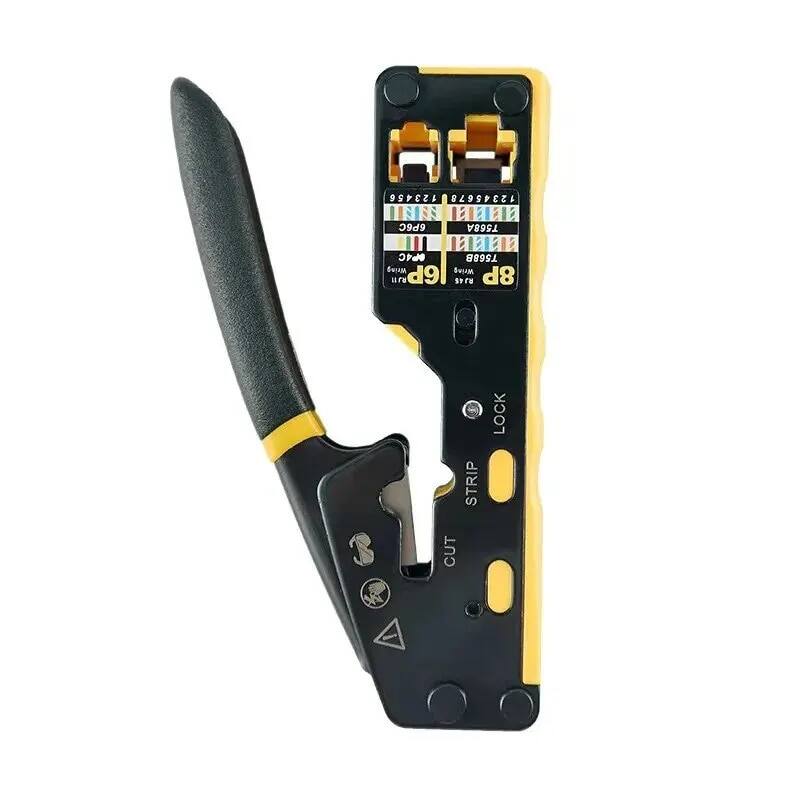 Ampcom ez-loại rj45 mạng crimper-3-in-1 uốn/cắt/dải lan cat8/7/6a/6/5e & rj11/12 tel cáp mô-đun