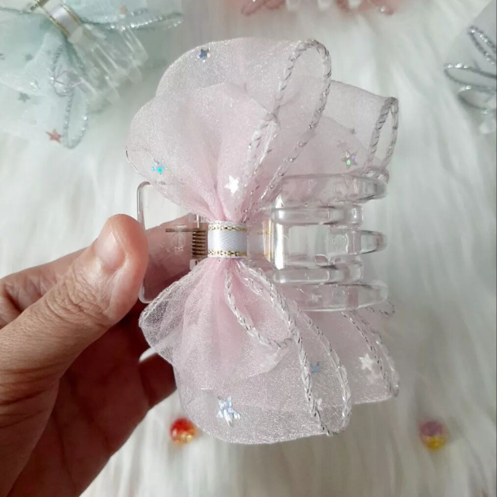 Kẹp tóc càng cua hình nơ đính trăng sao