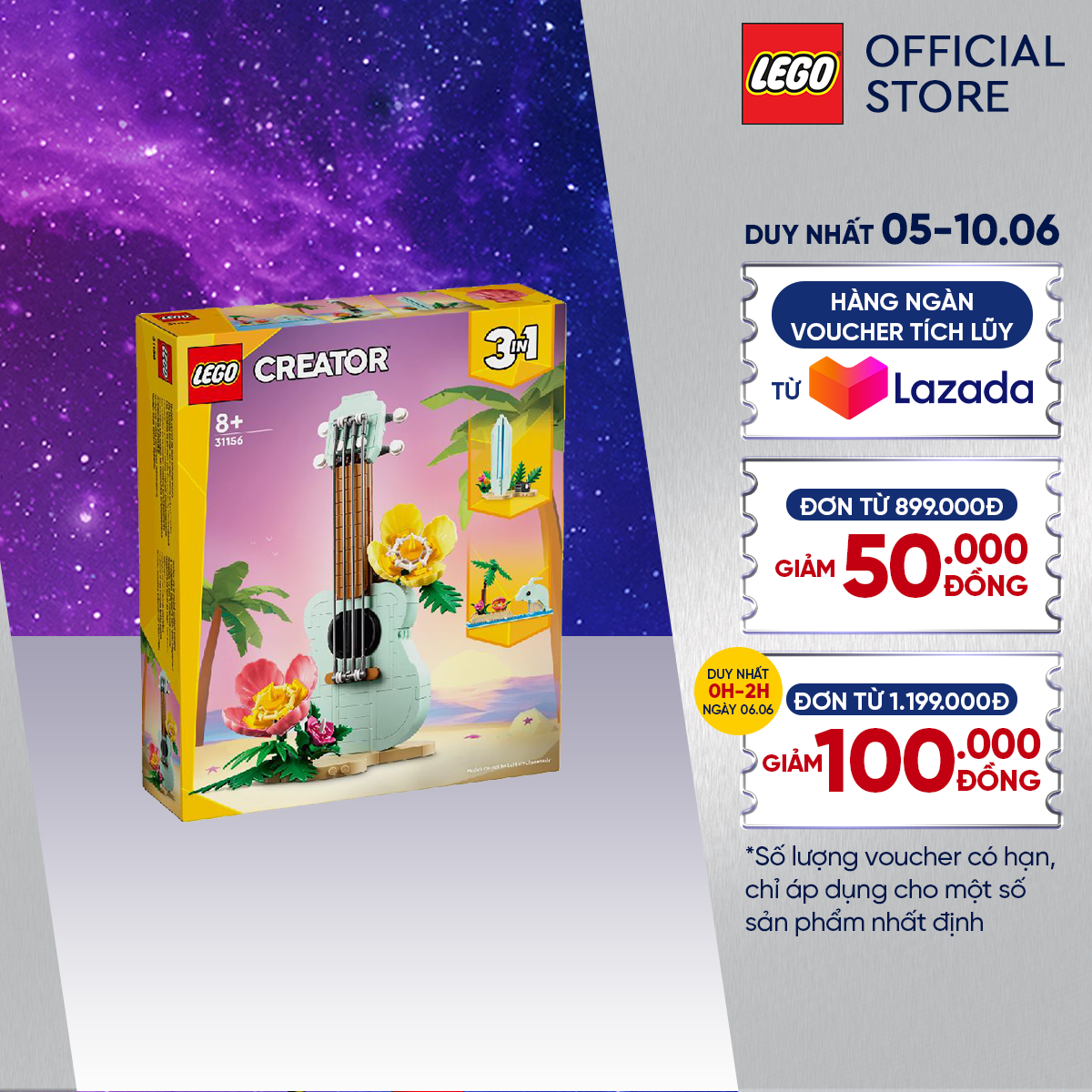 Lego creator 31156 đồ chơi lắp ráp đàn nhiệt đới ukulele