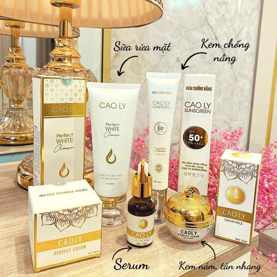 Kem nám cao ly + serum nám + kem chống nắng - combo dưỡng da mờ nám cao ly chính hãng. combo làm đẹp da cao ly, kem cao ly, serum cao ly, kem chống nắng cao ly.