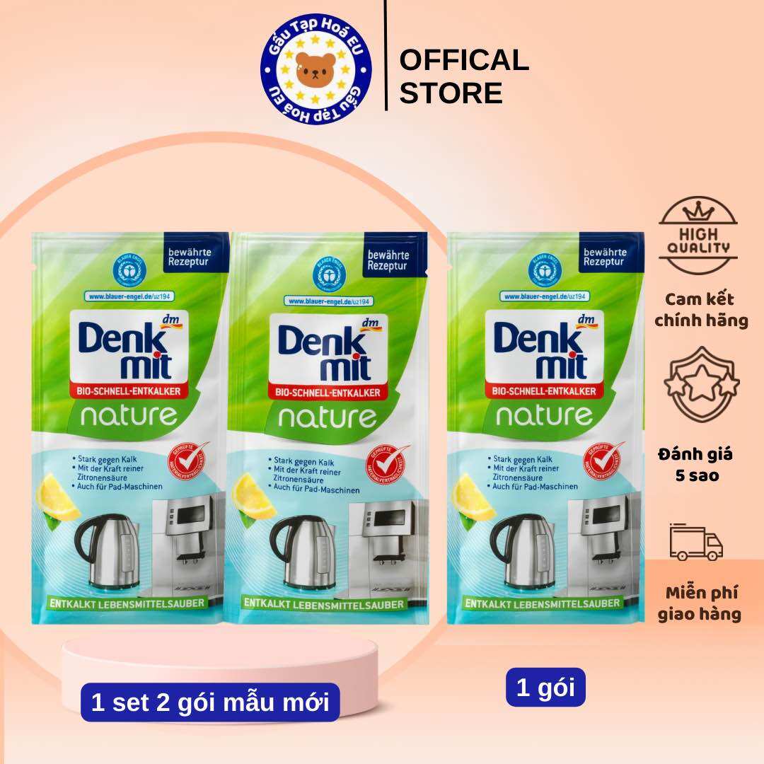 Bột tẩy cặn ấm siêu tốc, máy pha cà phê Denkmit Đức - tẩy cặn canxi bình thủy, bình đun