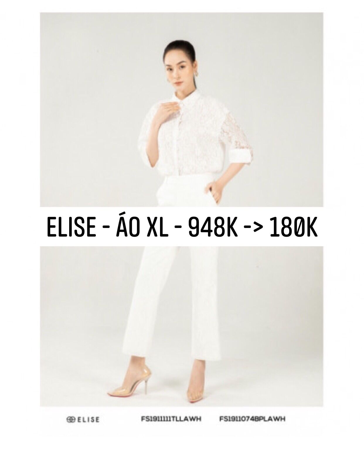 Elise - Sơ mi ren trắng newtag - size XL