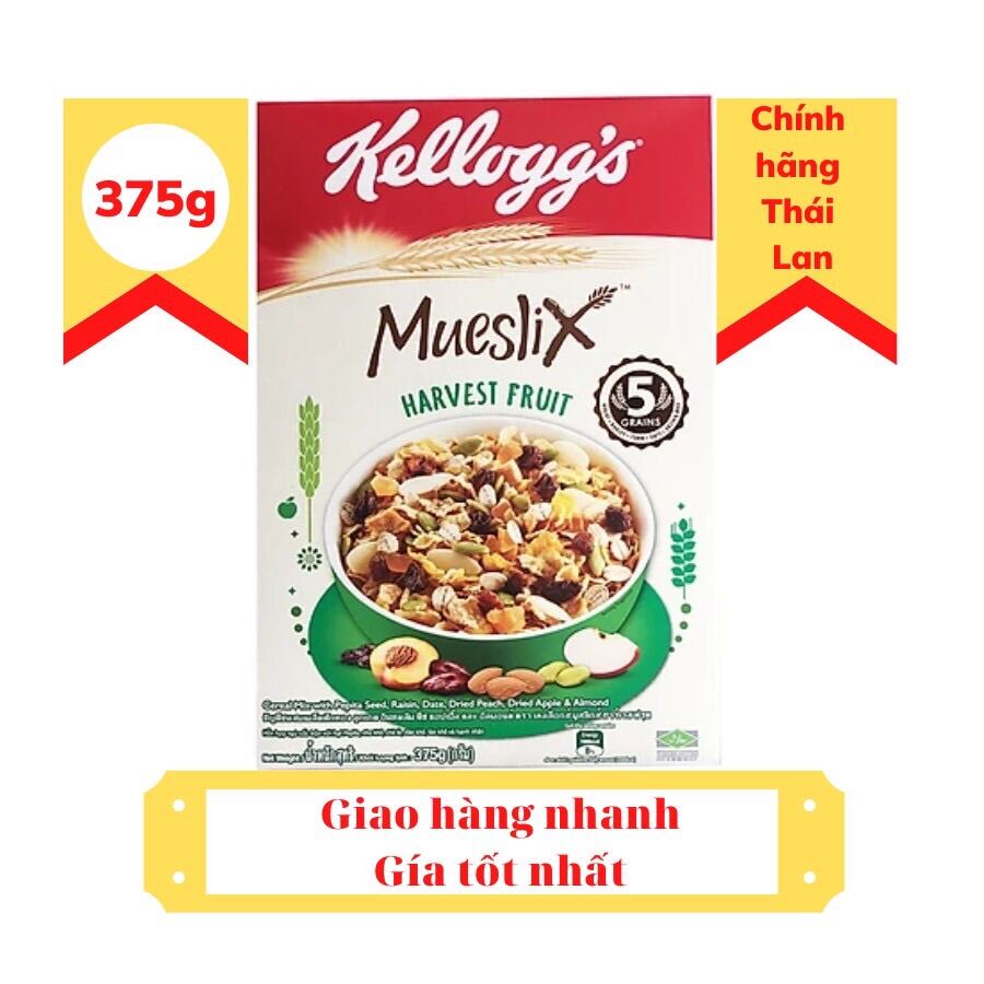 Ngũ cốc ăn sáng Kellogg’s Mueslix harvest fruit (Trộn trái cây) - Hộp 375g