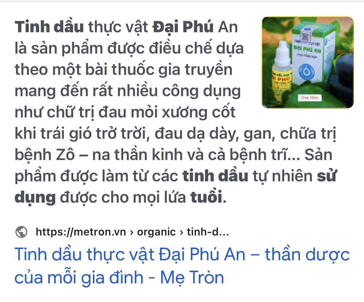 TINH DẦU THỰC VẬT ĐẠI PHÚ AN 15ML ( Chính Hãng)