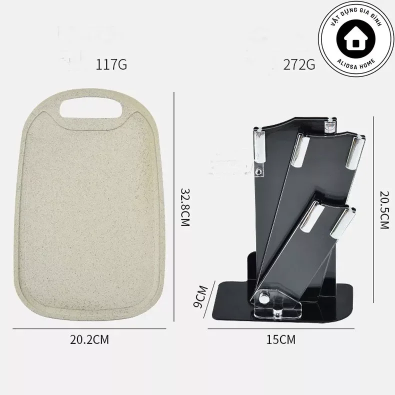 Bộ dao thớt lúa mạch 7 món, đồ dùng nhà bếp