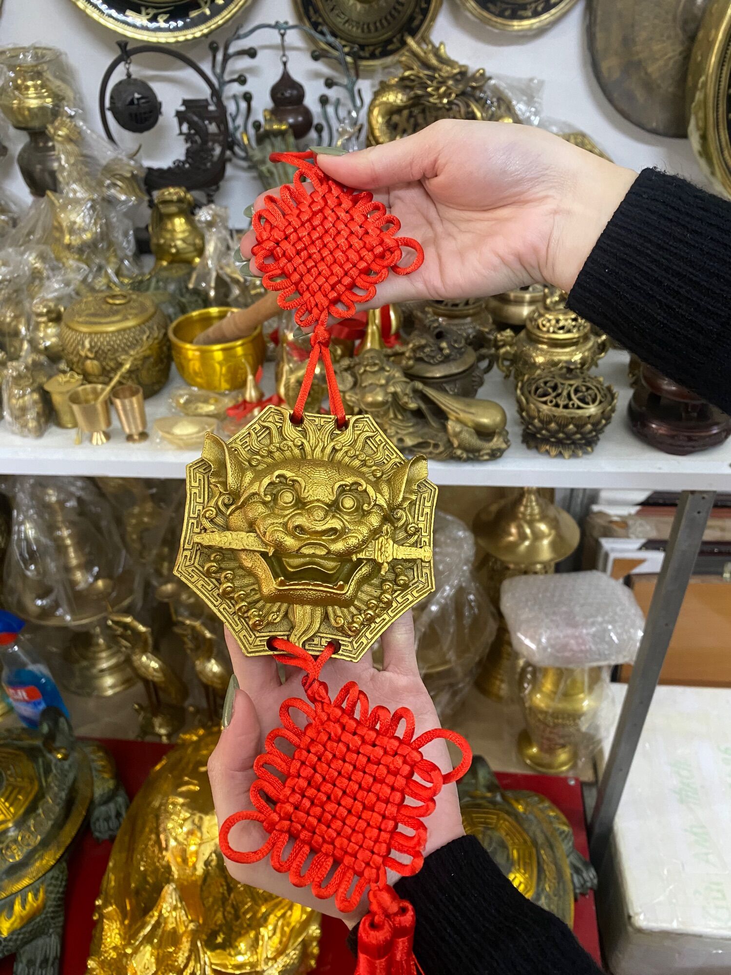 Hổ phù an gia hoá sát bằng đồng nguyên chất 11cm dây to