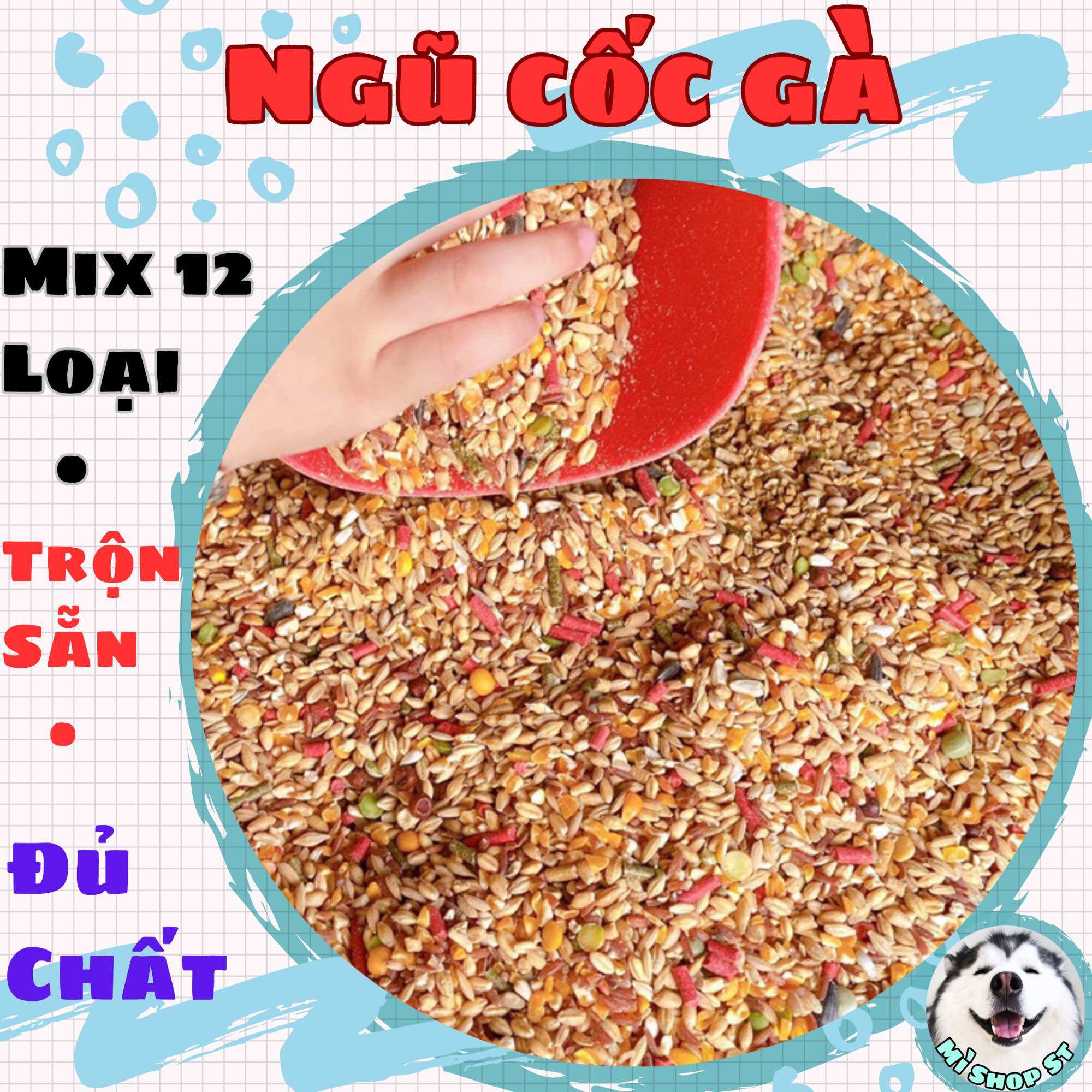 Ngũ cốc gà đá, thức ăn chiến kê gồm 12 loại túi 1kg