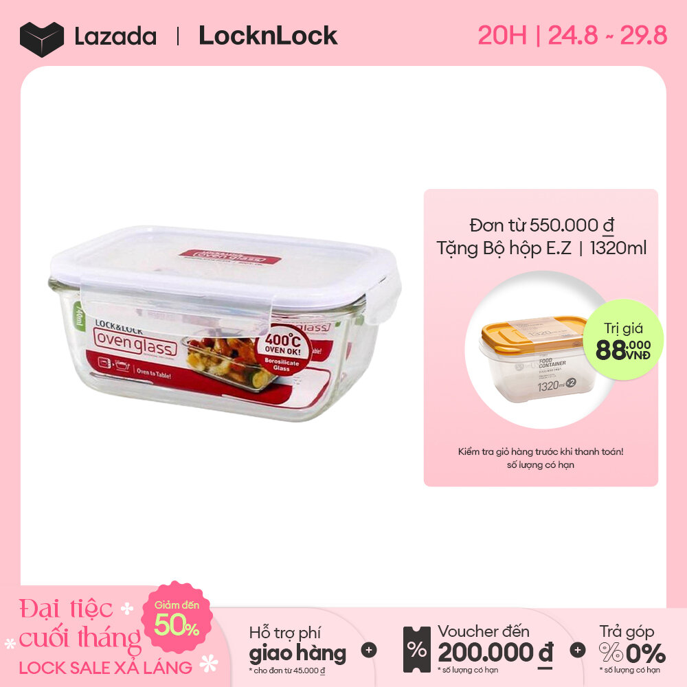 Hộp thuỷ tinh chịu nhiệt hình chữ nhật Lock&Lock Glass Euro 700ml LLG429D (có chia ngăn)