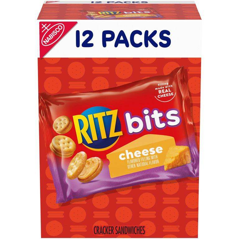 Nhập Mỹ, date 09 2022 Hộp 12 gói bánh quy giòn Ritz bits phô mai Nabisco