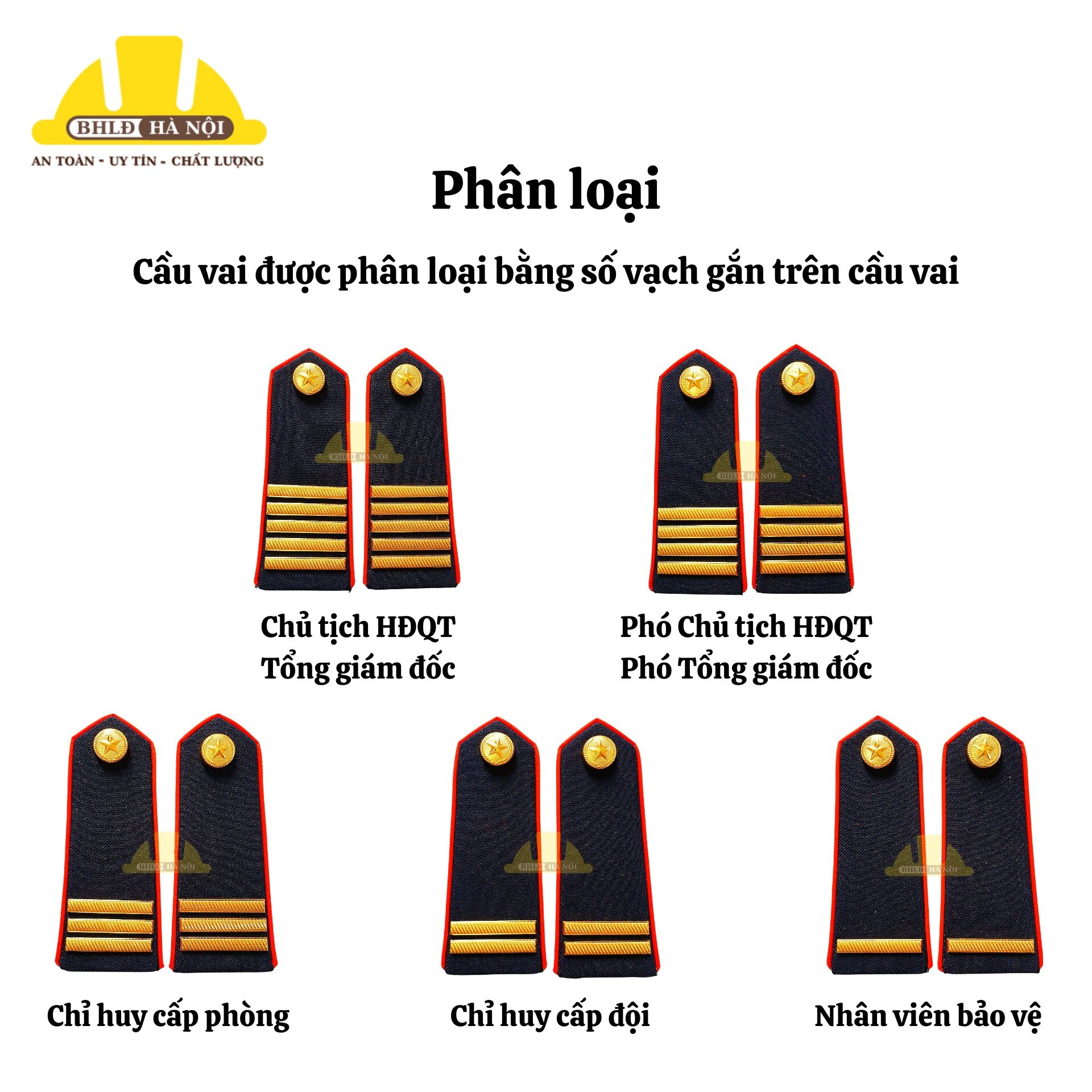 Cầu vai bảo vệ cao cấp viền đỏ (cúc gạch đồng)