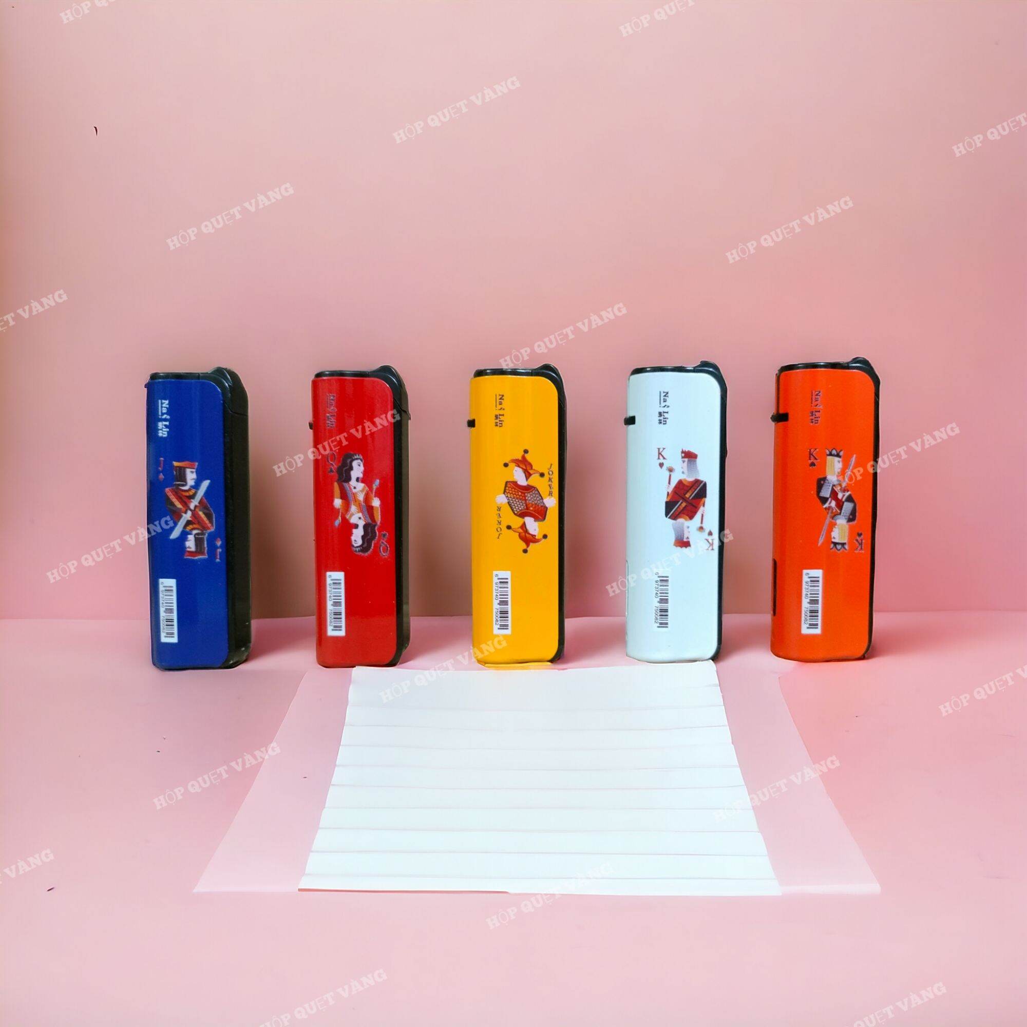 Combo 5 cái Bật lửa, Hột quẹt vỏ kim loại in nổi Hình Đẹp ( bơm lại được )