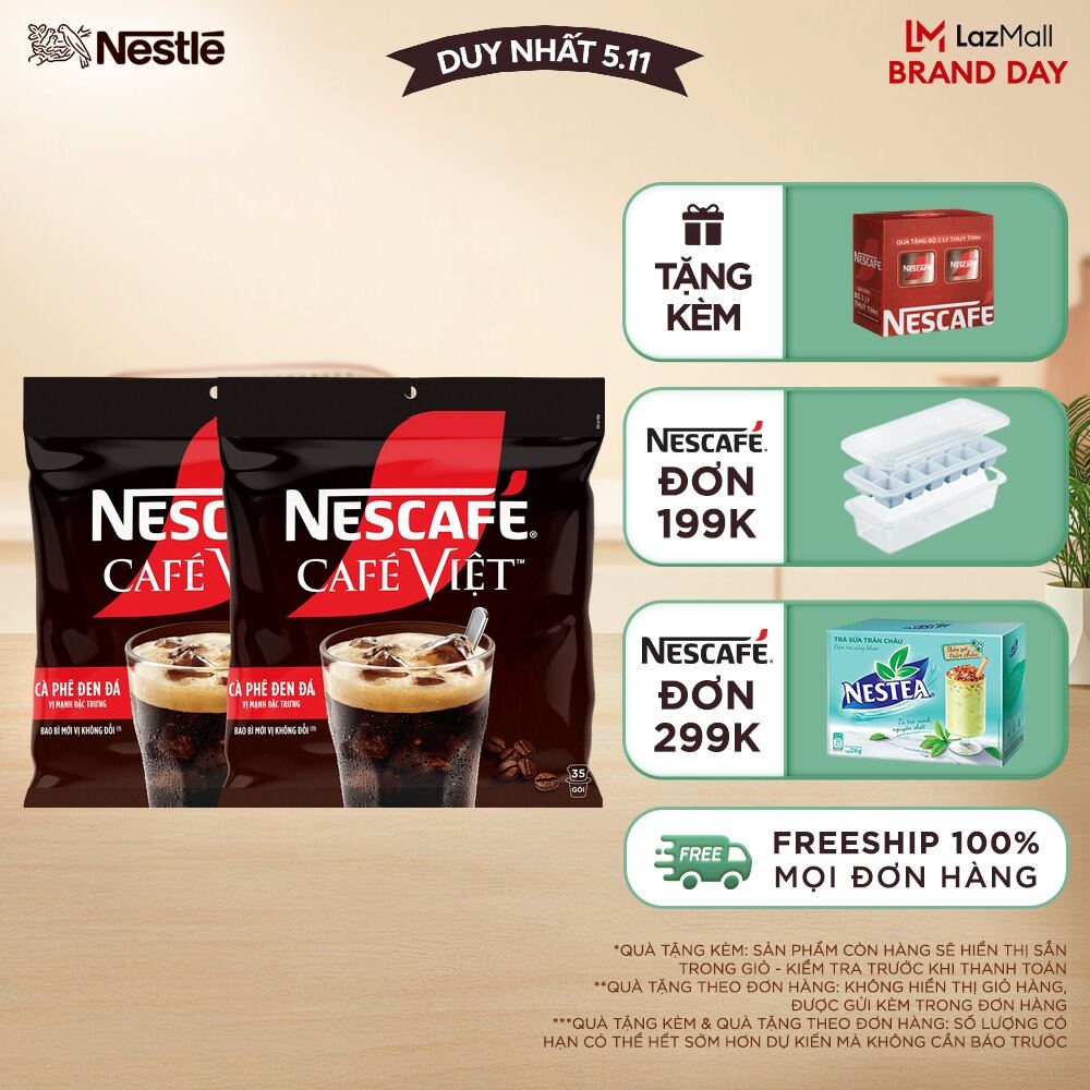 [ƯU ĐÃI THÁNG 11] [FREESHIP HCM] Combo 2 Túi Cà phê hòa tan NESCAFÉ Café Việt Cà phê đen đá (Túi 35 