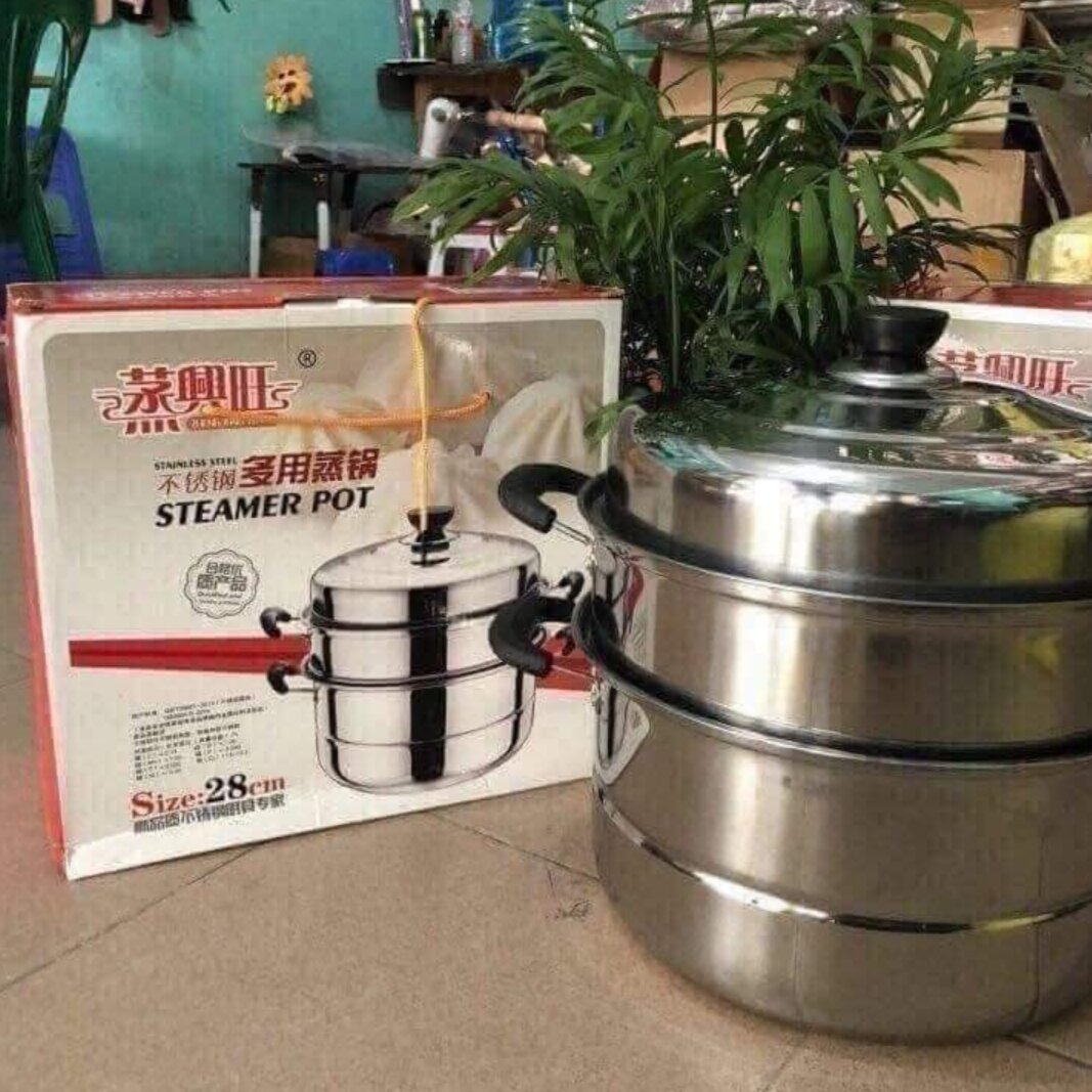 Nồi hấp inox 3 tầng size 28 cm