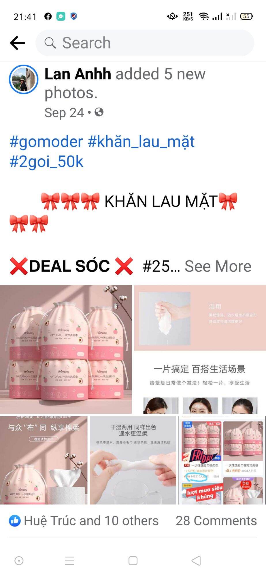 Khăn lau mặt dùng 1 lần