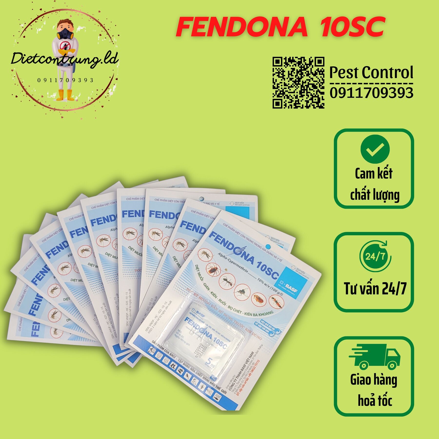 Combo 10gói fendona 10sc - diệt muỗi, kiến, gián