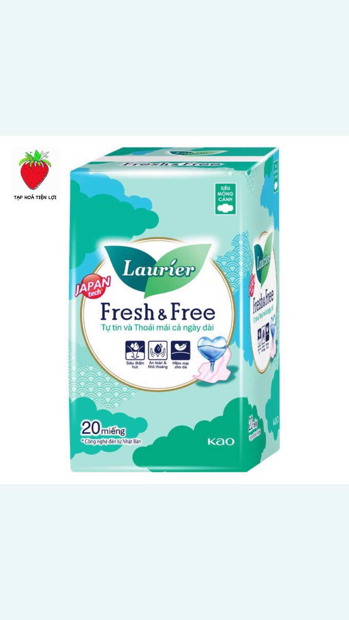 Băng vệ sinh Laurier (combo 3 gói có khuyến mãi) dài 22,5cm mỏng cánh