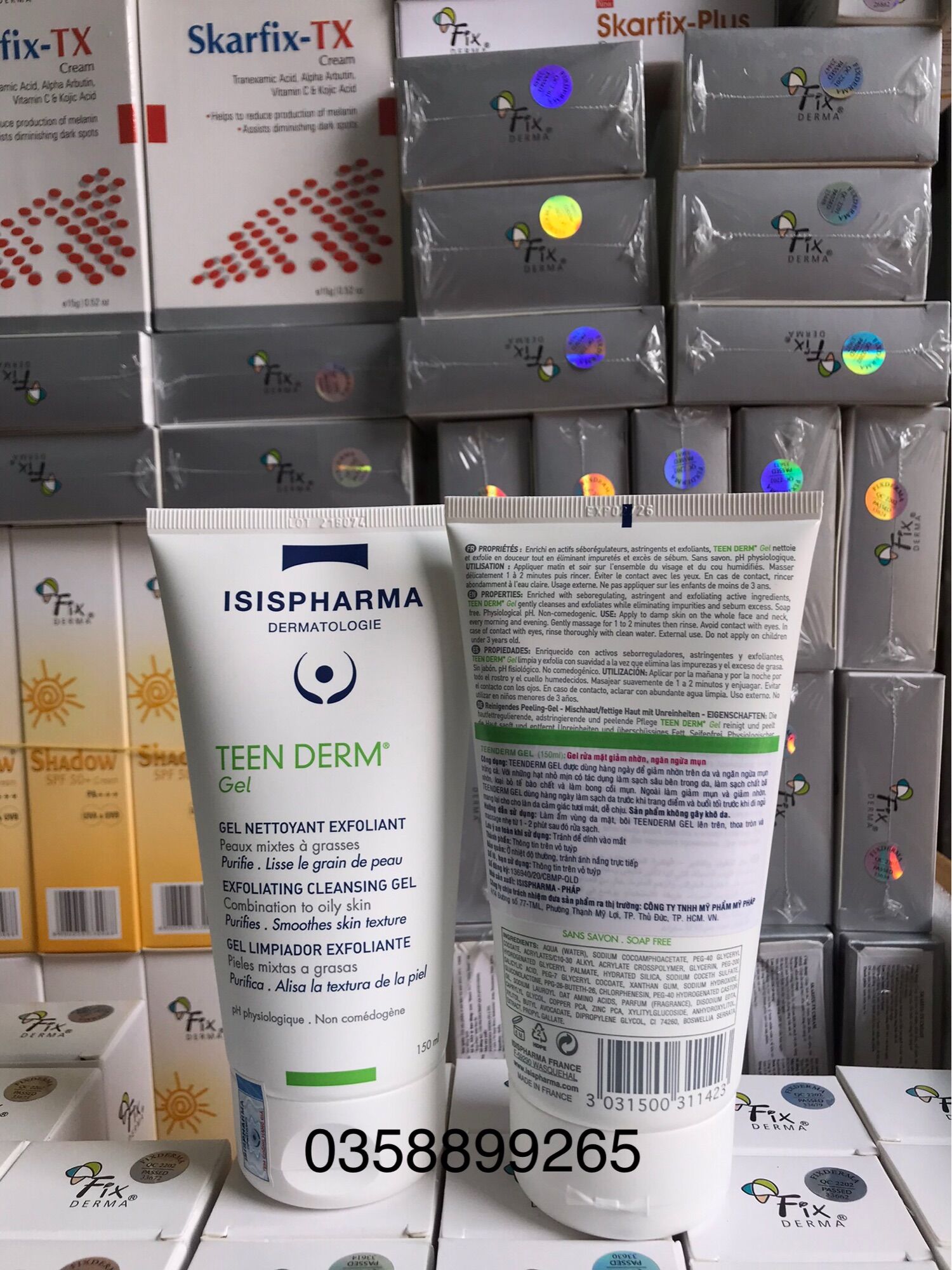 Sữa rửa mặt dành cho da dầu mụn teen derm gel isispharma tube 150ml