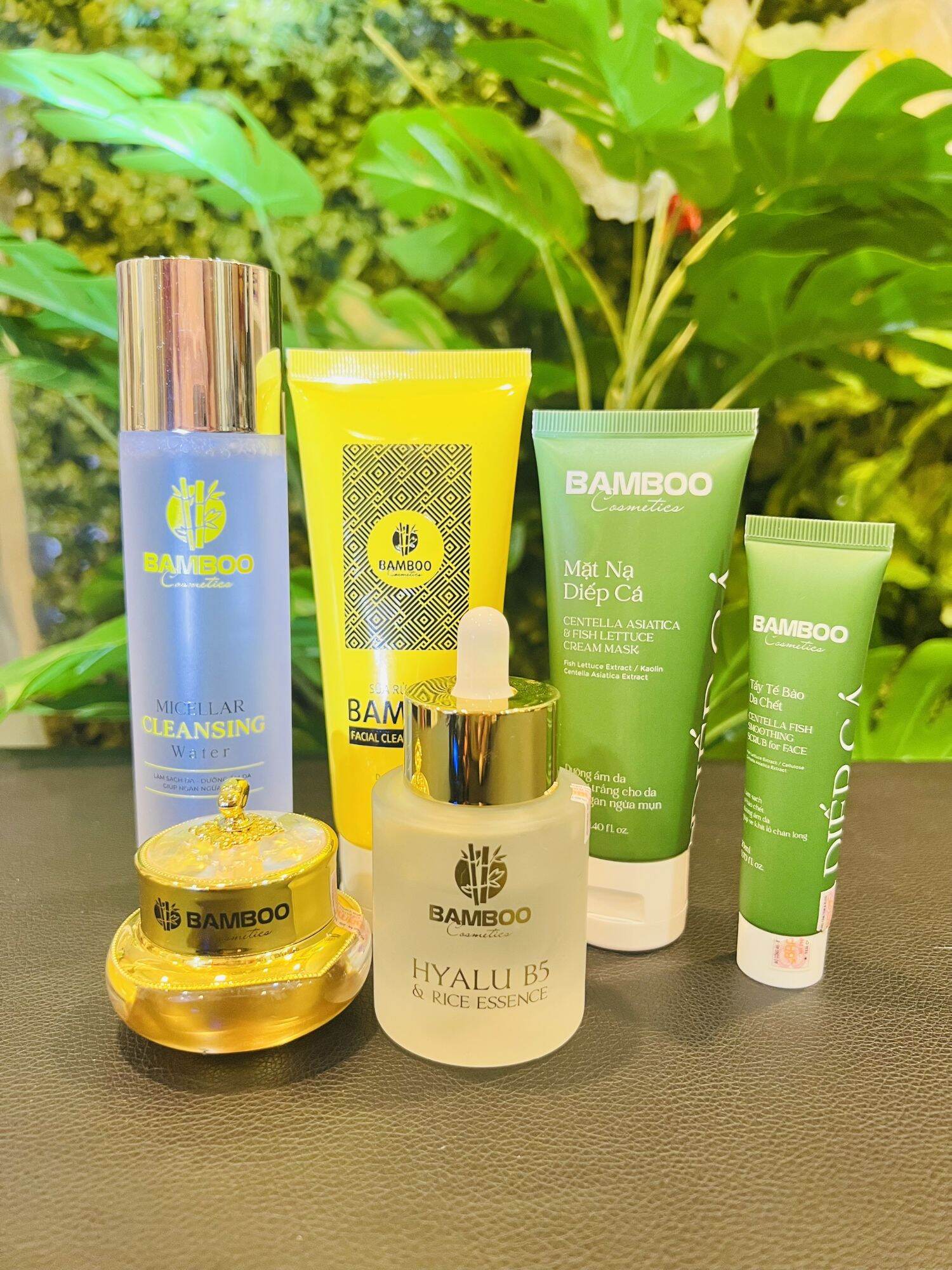 Combo kem face,serum b5,sữa rửa mặt,tẩy trang, mặt nạ và tẩy tbc diếp cá bamboo