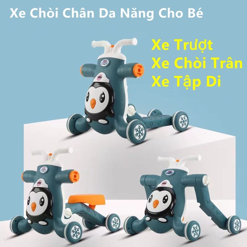 Xe tập đi xe scooter xe chòi chân đa năng 3in1 có nhạc đèn chỉnh tốc độ