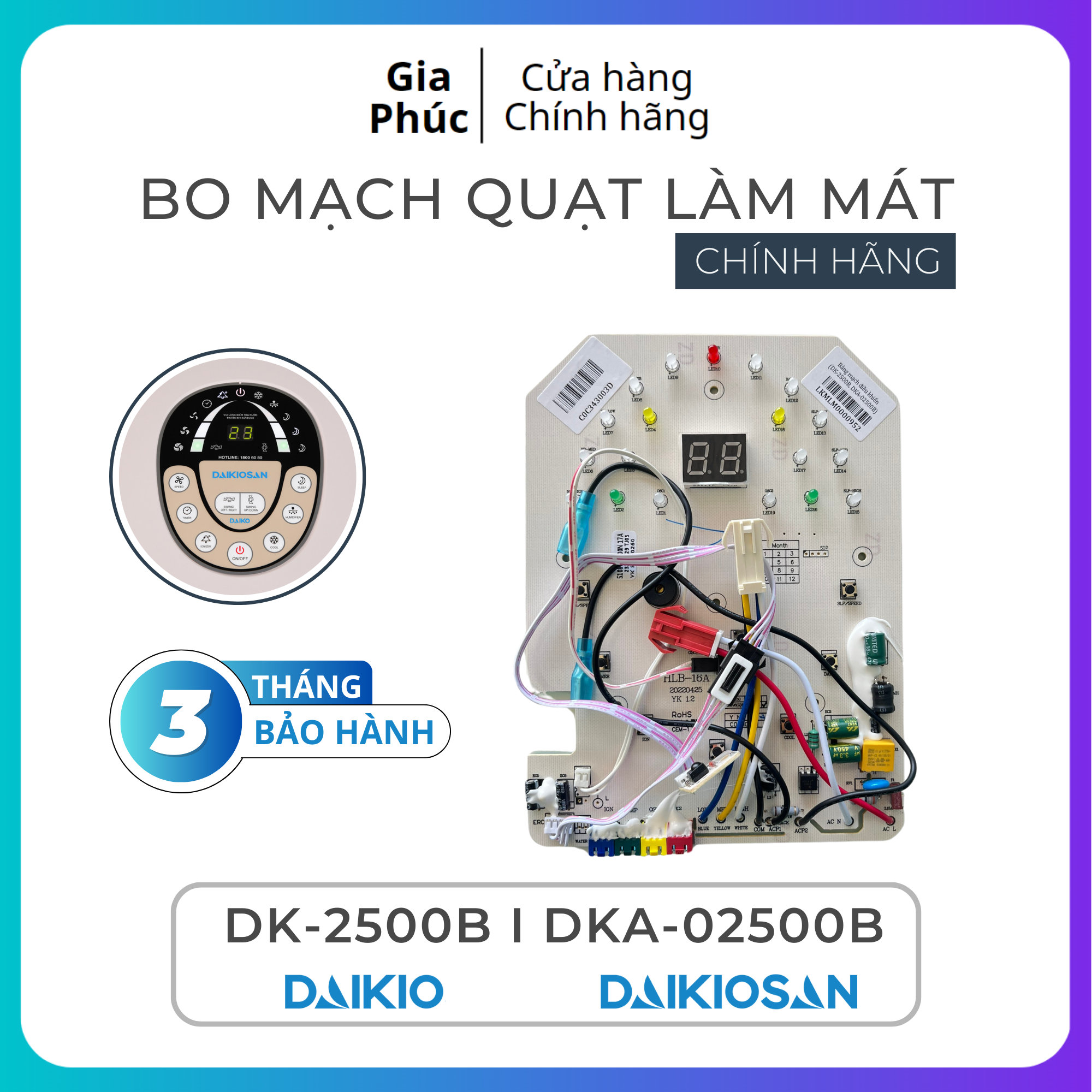 Mạch điều khiển quạt điều hòa daikiosan / daikio dka-02500b, dk-2500b
