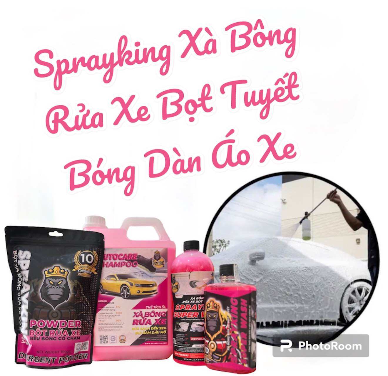 Nước hồng rửa xe - Xà Bông Rửa Xe Bọt Tuyết SPRAYKING Super Wash