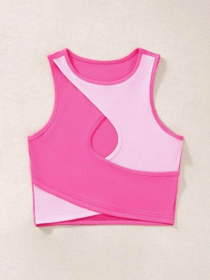 Áo croptop phối hai màu đan chéo (0504)
