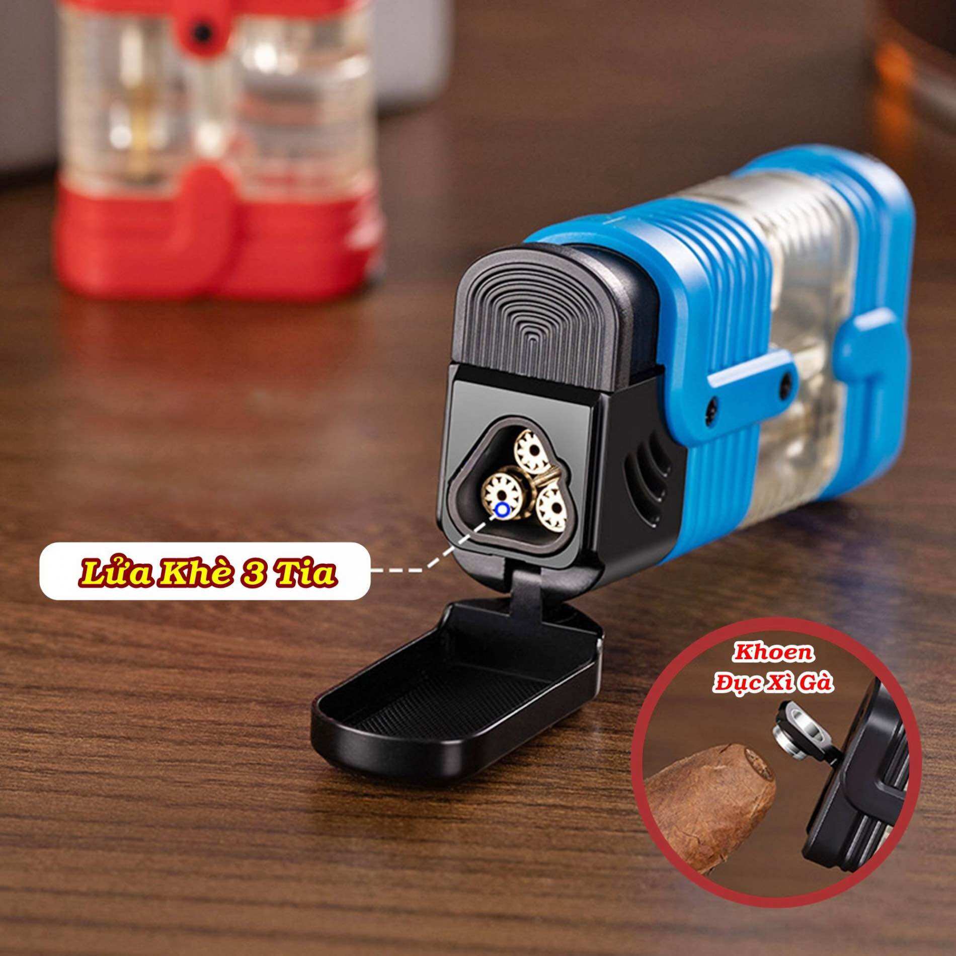 [HCM]Bật Lửa Gas Khè 3 Tia Gas Lộ Thiên (Nhiều Màu)