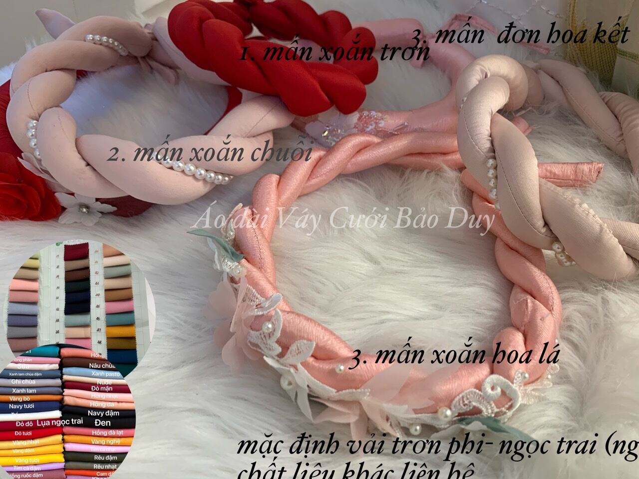 Mấn áo dài cài tóc cô dâu vấn đội đầu