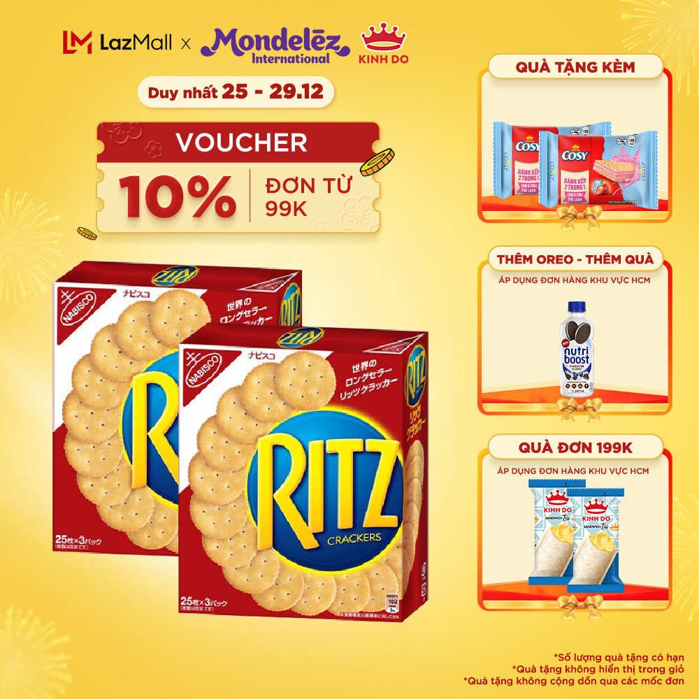 [MUA 3 GIẢM THÊM 5%] Bánh Quy Mặn Ritz Combo 2 hộp x 247g