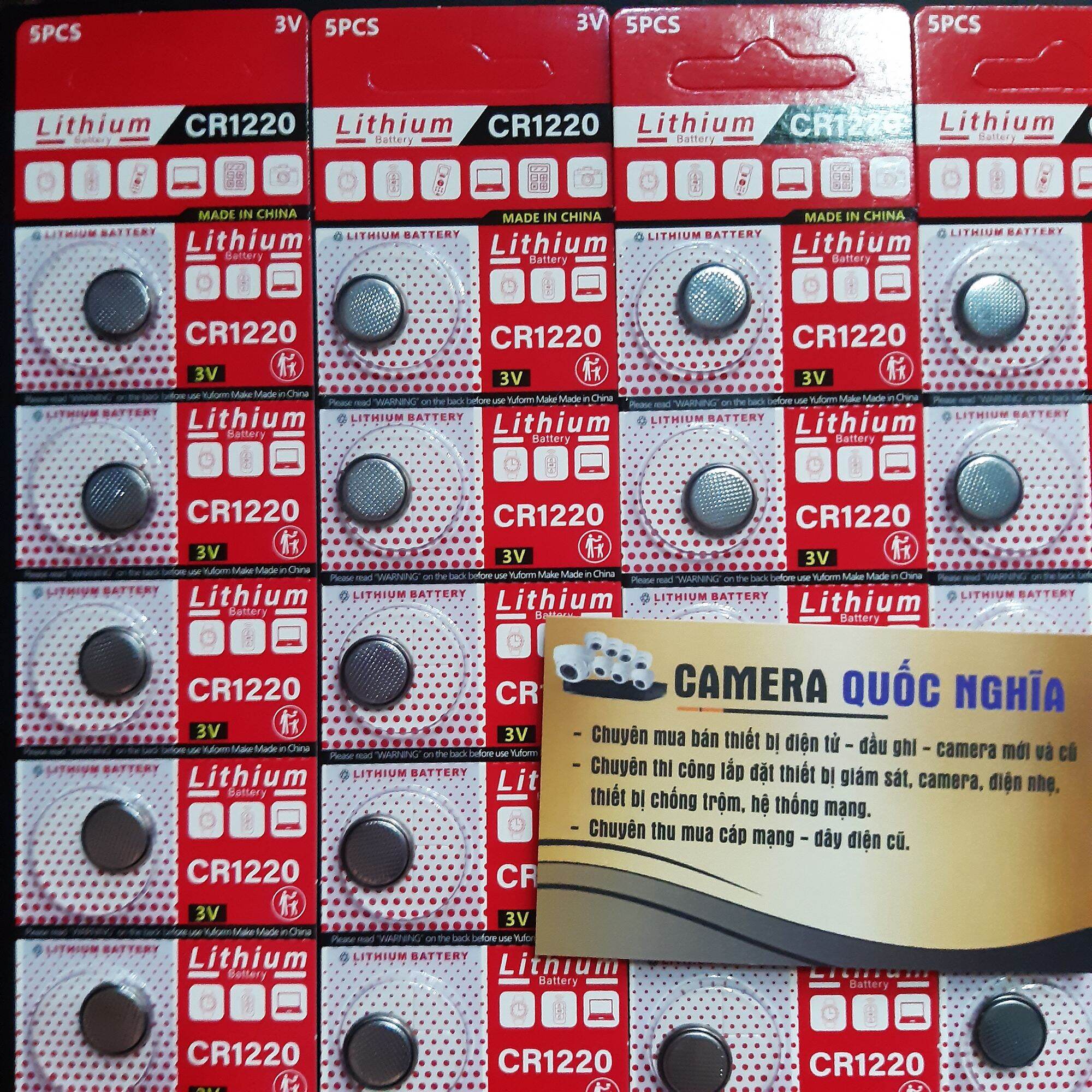 Pin cúc áo Cmos CR1220 Lithium 3V sử dụng cho đầu ghi camera,thiết bị điện tử.