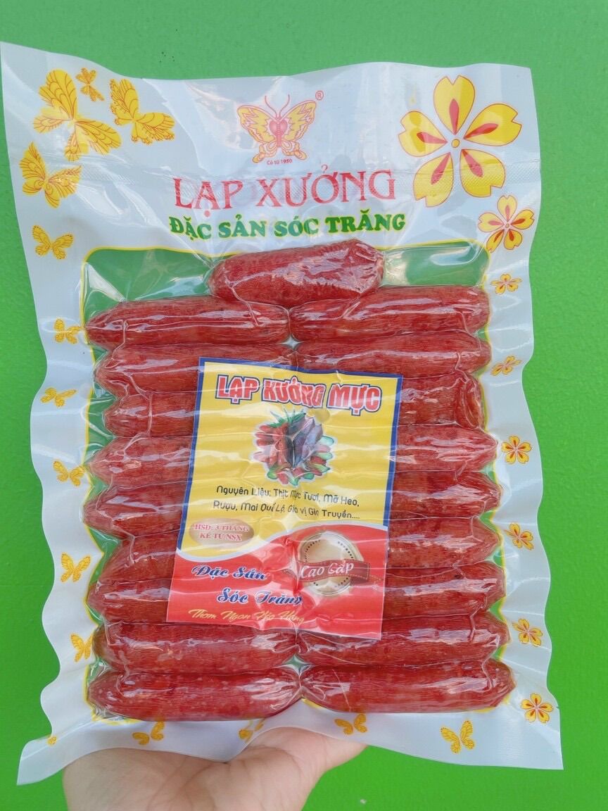 500gr Lạp xưởng heo tiêu đen/ lạp xưởng mực - Đặc sản Sóc Trăng