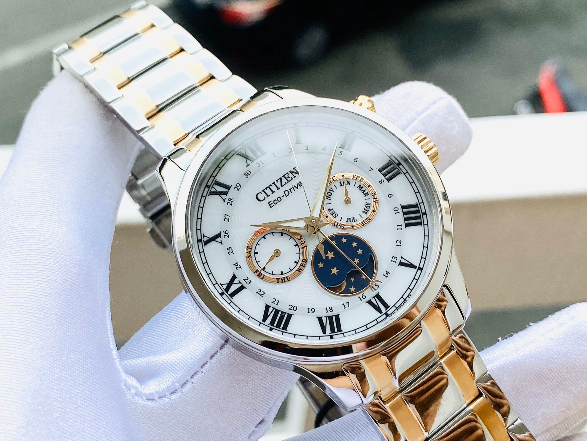 Đồng hồ nam chính hãng citizen ap1054-80a eco-drive multi function moonphase
