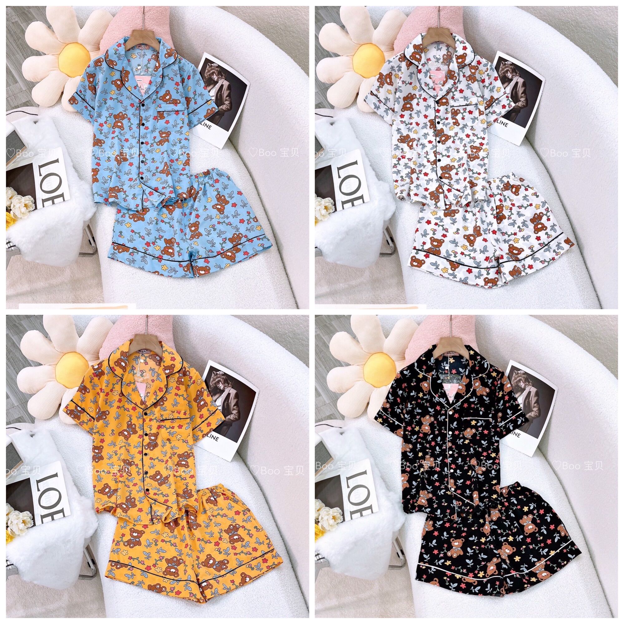 Đồ Bộ Mặc Nhà Pijama Boo Lụa Mango Freesize(40-58kg) Form Đùi +TNQD_Hoả Tốc HCM