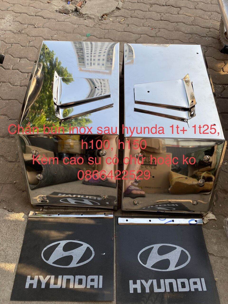 Chắn bùn inox sau k165, k140, k2700,k3000 - huyndai 1t+ 1t25 kèm cao su có chữ kia hoặc hyundai