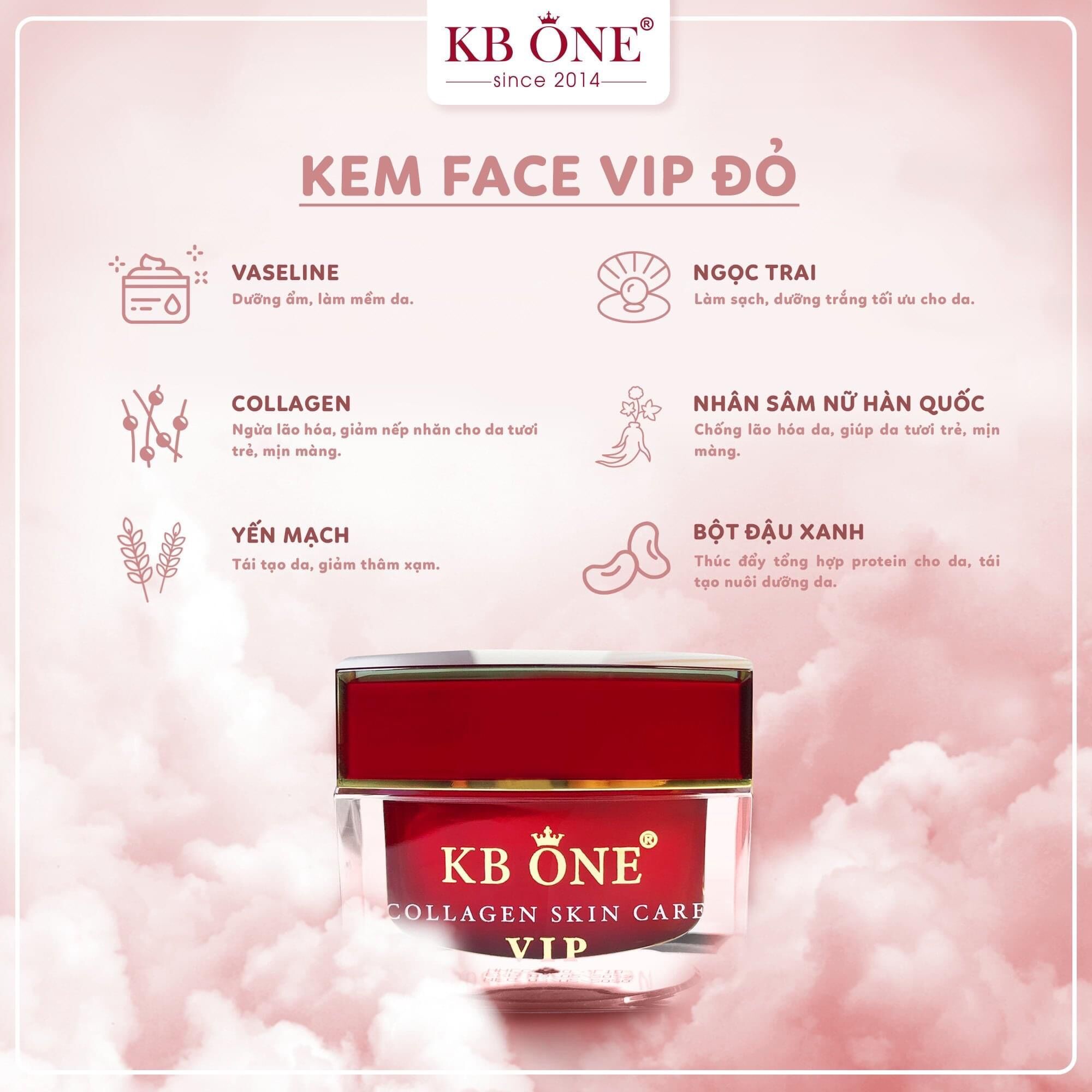Kem KB.ONE VIP Đỏ 50gr Dưỡng Trắng Da Mặt Cao Cấp