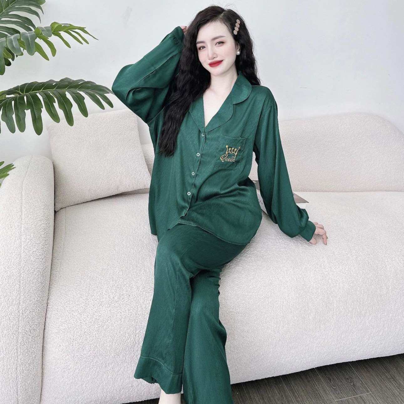 Đồ bộ bigsize lụa xước tay phồng - túi thêu