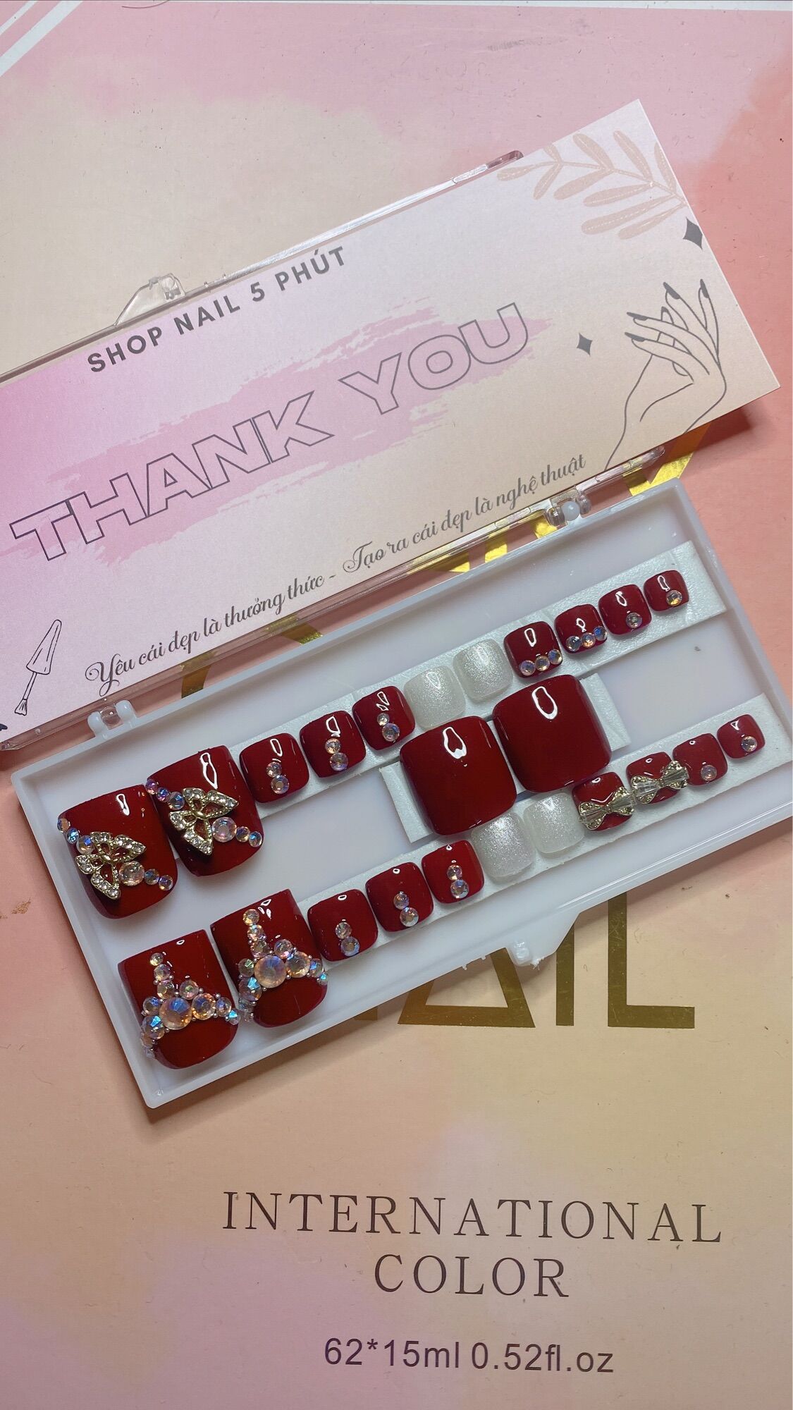 Nail box - Bộ 24 móng up nail chân ( hình thật)- kèm keo dũa