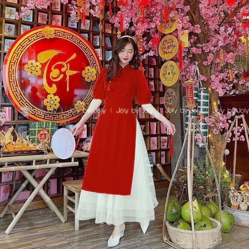 (SHOP BIGSIZE NỮ 50KG ĐẾN 90KG) set áo dài kèm chân váy