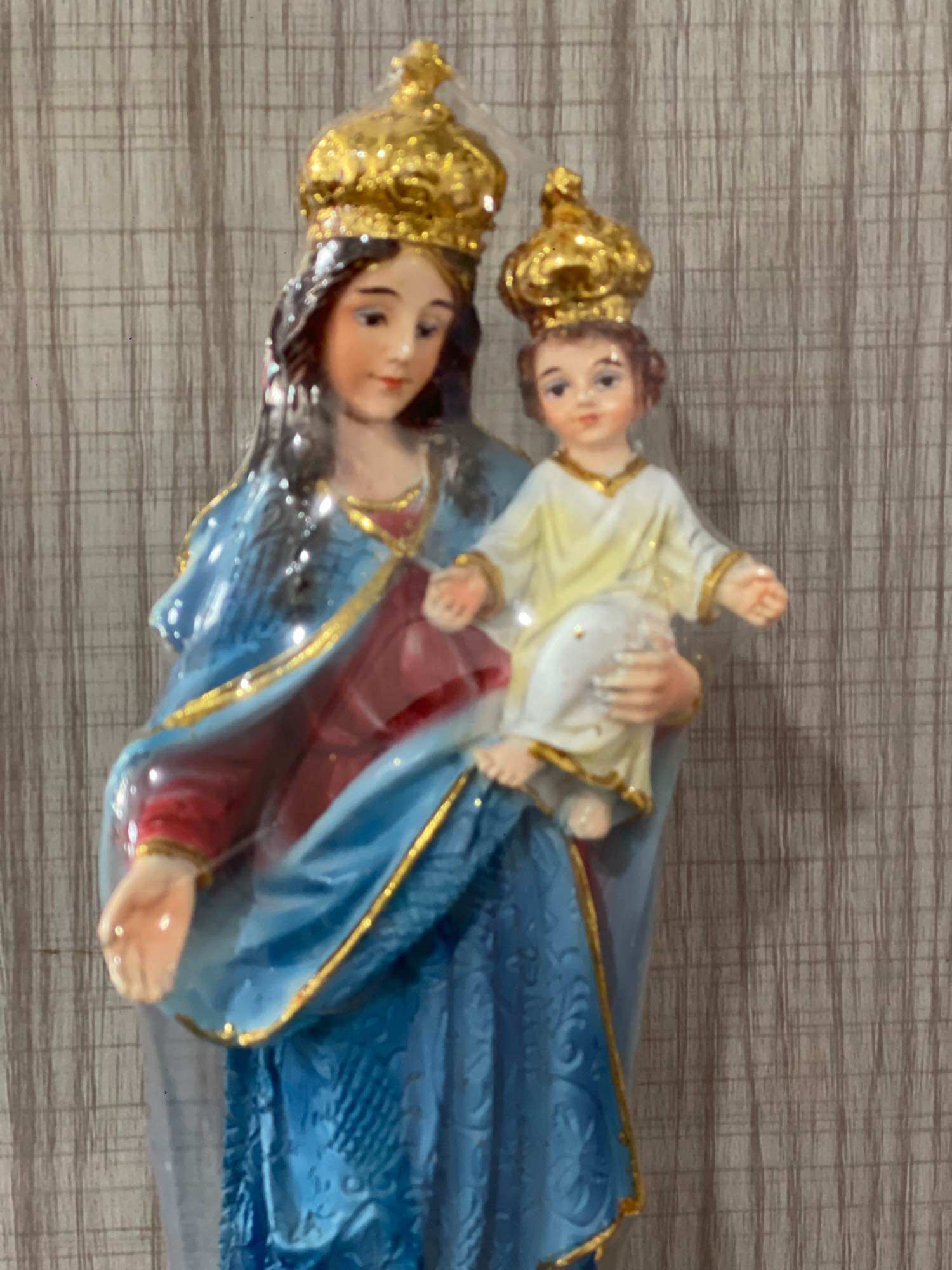 Tượng Mẹ Phù Hộ 22cm Thiếp Vàng - Tượng Thờ Công Giáo Phanxico Xavie.