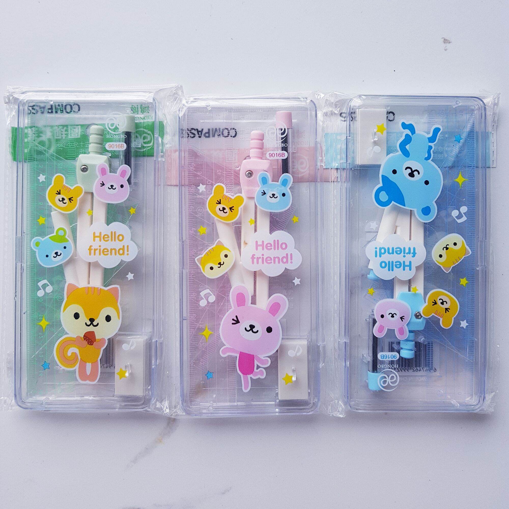 Bộ Thước Kẻ Eke, Compa, Bút, Tẩy tặng kèm hộp đựng (loại to)